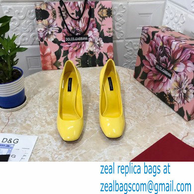 Dolce  &  Gabbana Heel 10.5cm Patent Leather Pumps Yellow with DG Karol Heel 2021